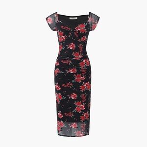 NWT Floral Print Ruched Side Midi Dress size XS